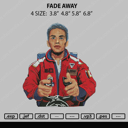 Fade Away Embroidery File 4 size