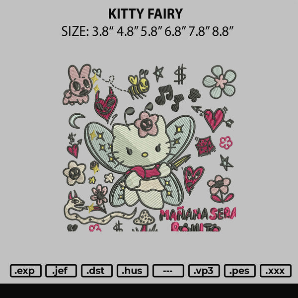 Kitty Fairy Embroidery File 6 sizes