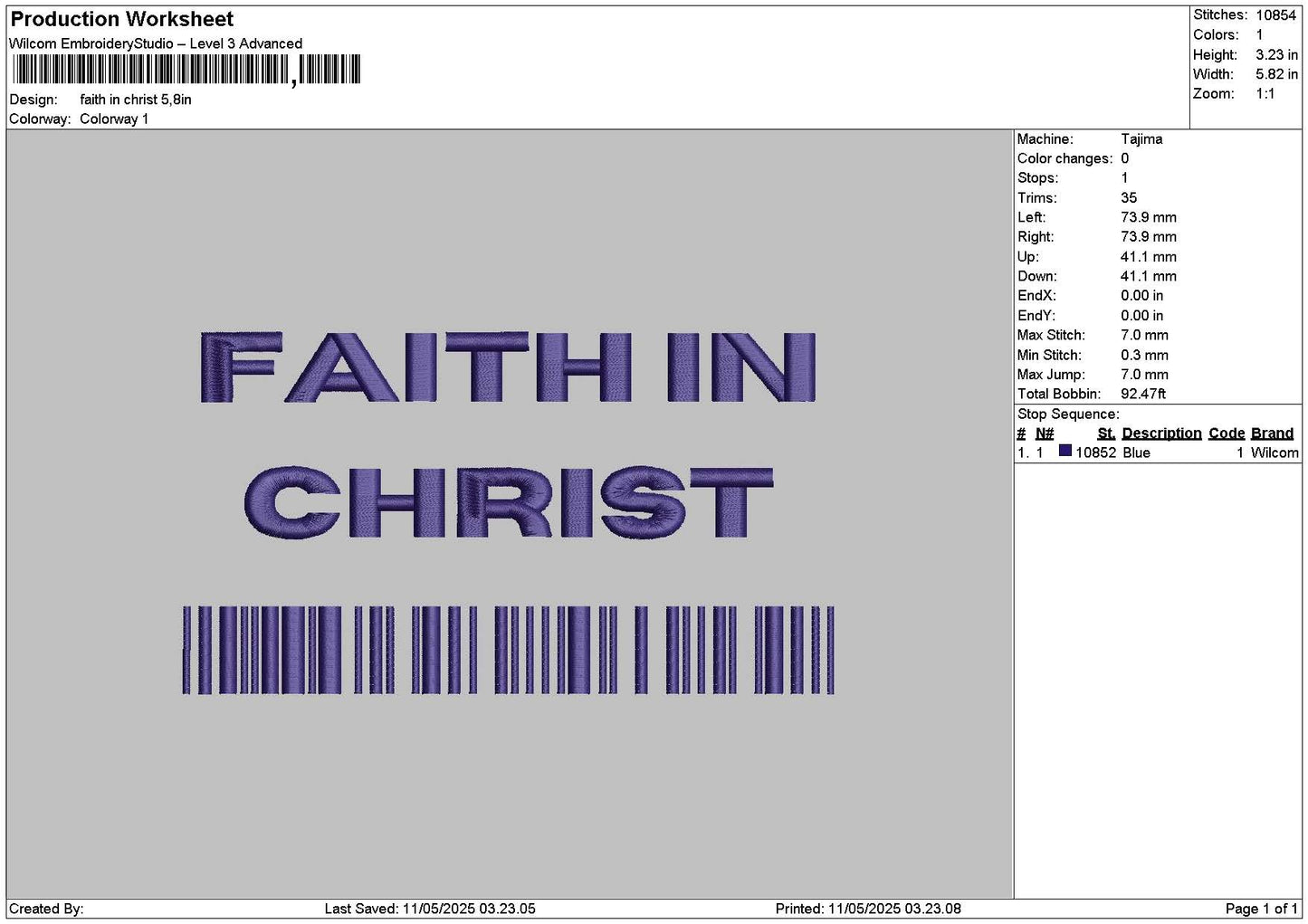 Faithtext 1105 Embroidery File 6 sizes