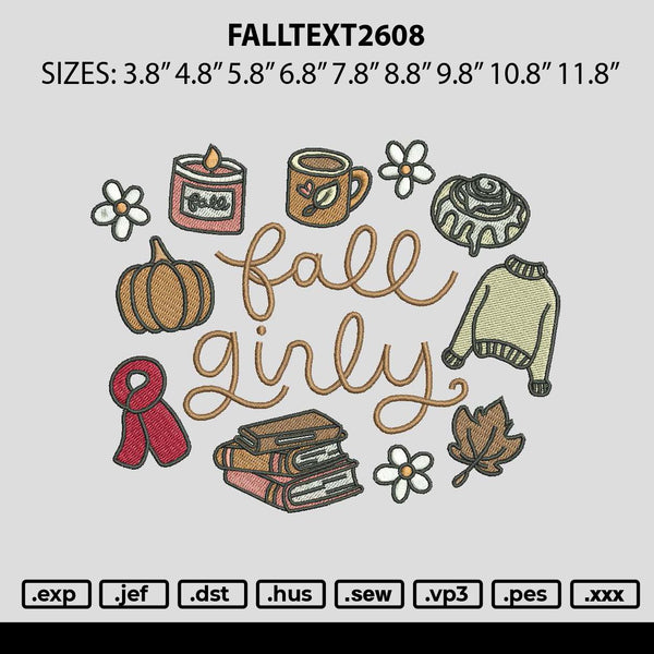 Falltext2608 Embroidery File 6 sizes