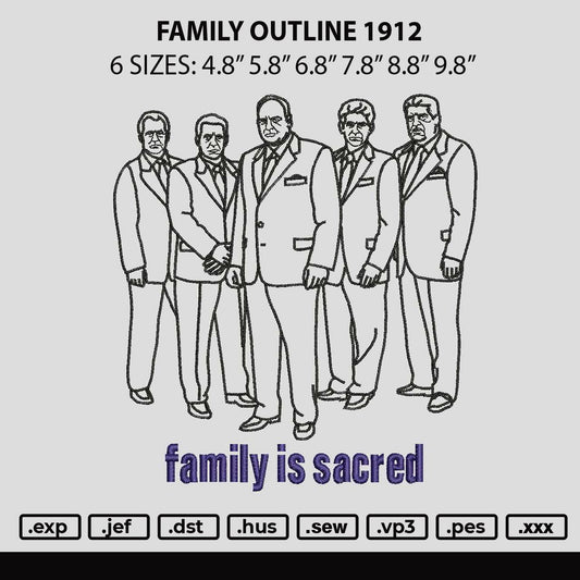 Family Outline 1912 Embroidery File 6 sizes