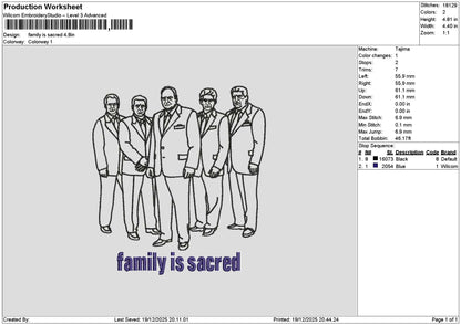 Family Outline 1912 Embroidery File 6 sizes