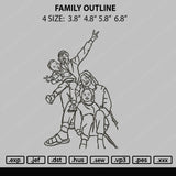 Family Outline Embroidery File 4 size