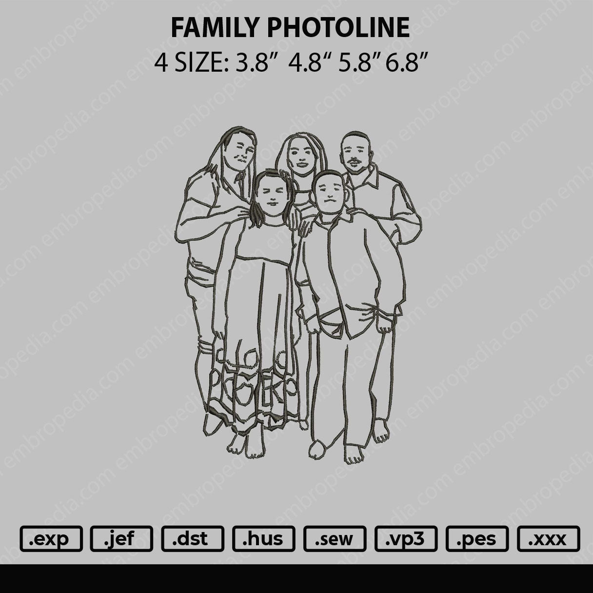 Family Photoline Embroidery File 4 size