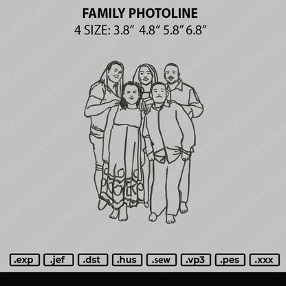 Family Photoline Embroidery File 4 size