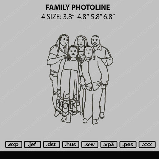 Family Photoline Embroidery File 4 size