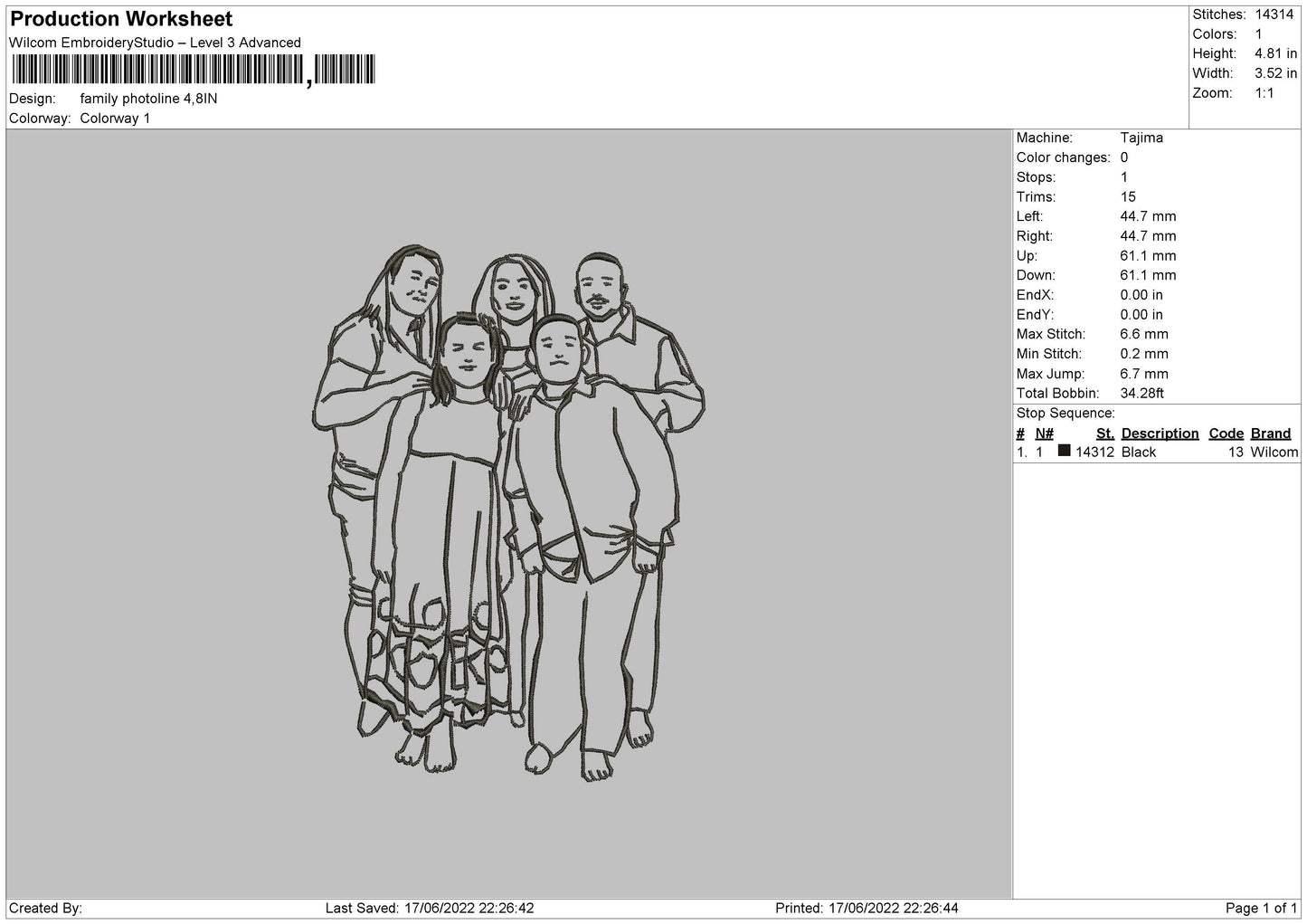 Family Photoline Embroidery File 4 size