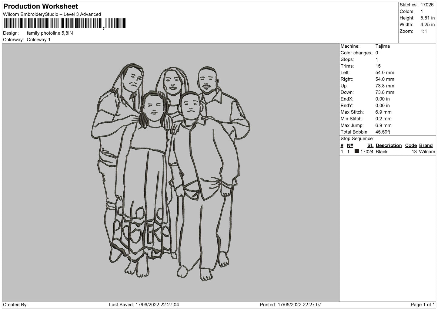 Family Photoline Embroidery File 4 size