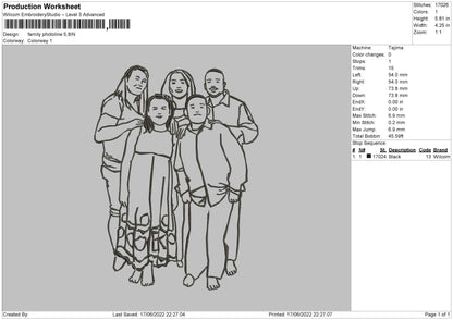 Family Photoline Embroidery File 4 size