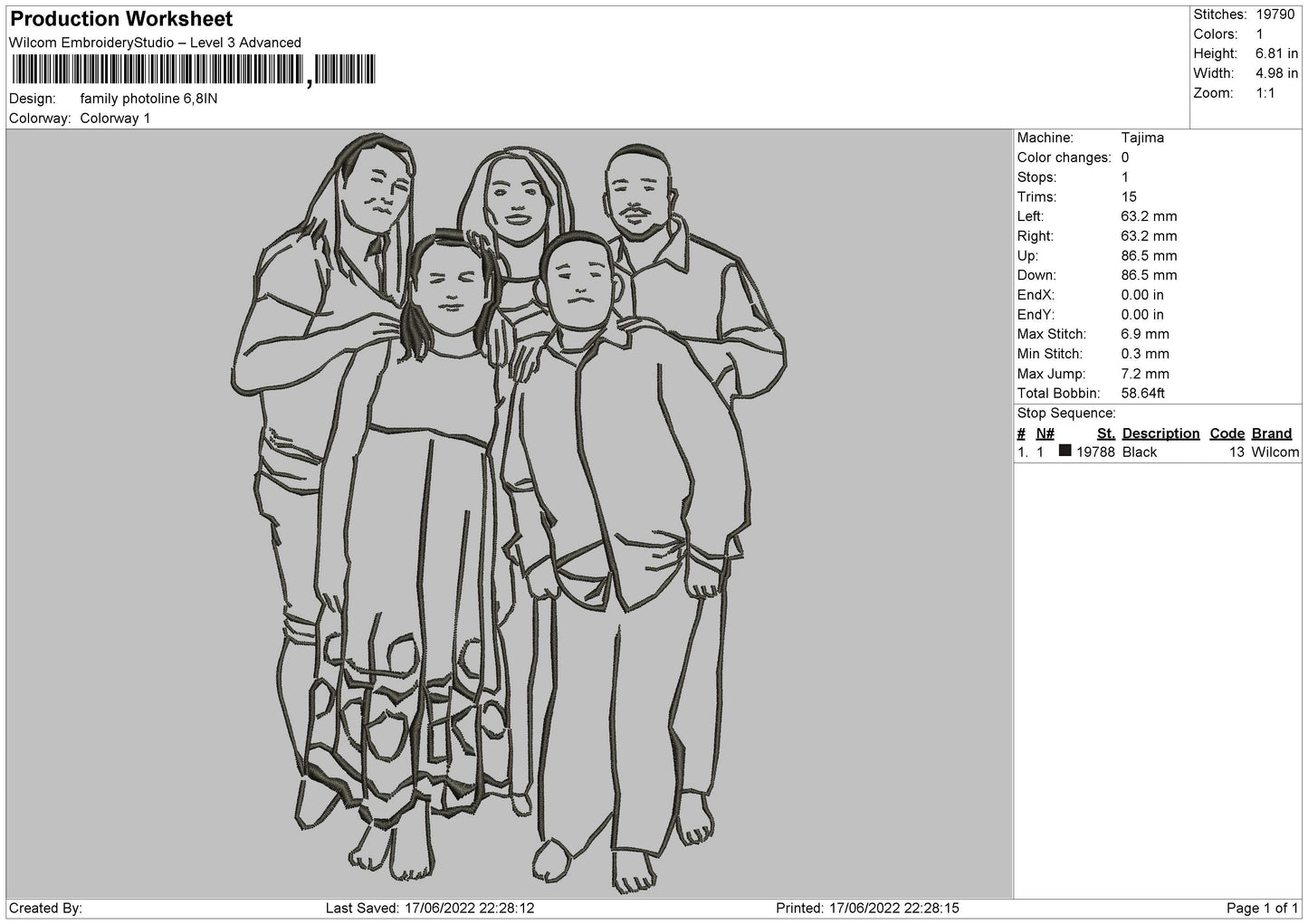 Family Photoline Embroidery File 4 size