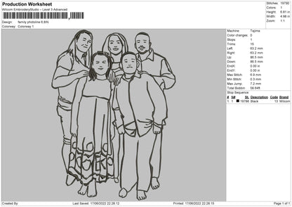 Family Photoline Embroidery File 4 size