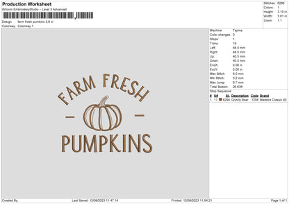 Farm Pumpkins Embroidery File 6 sizes