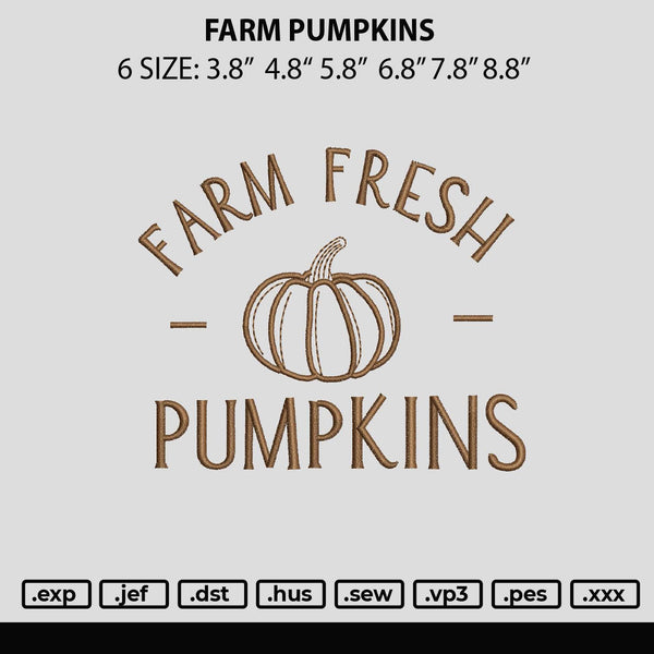 Farm Pumpkins Embroidery File 6 sizes