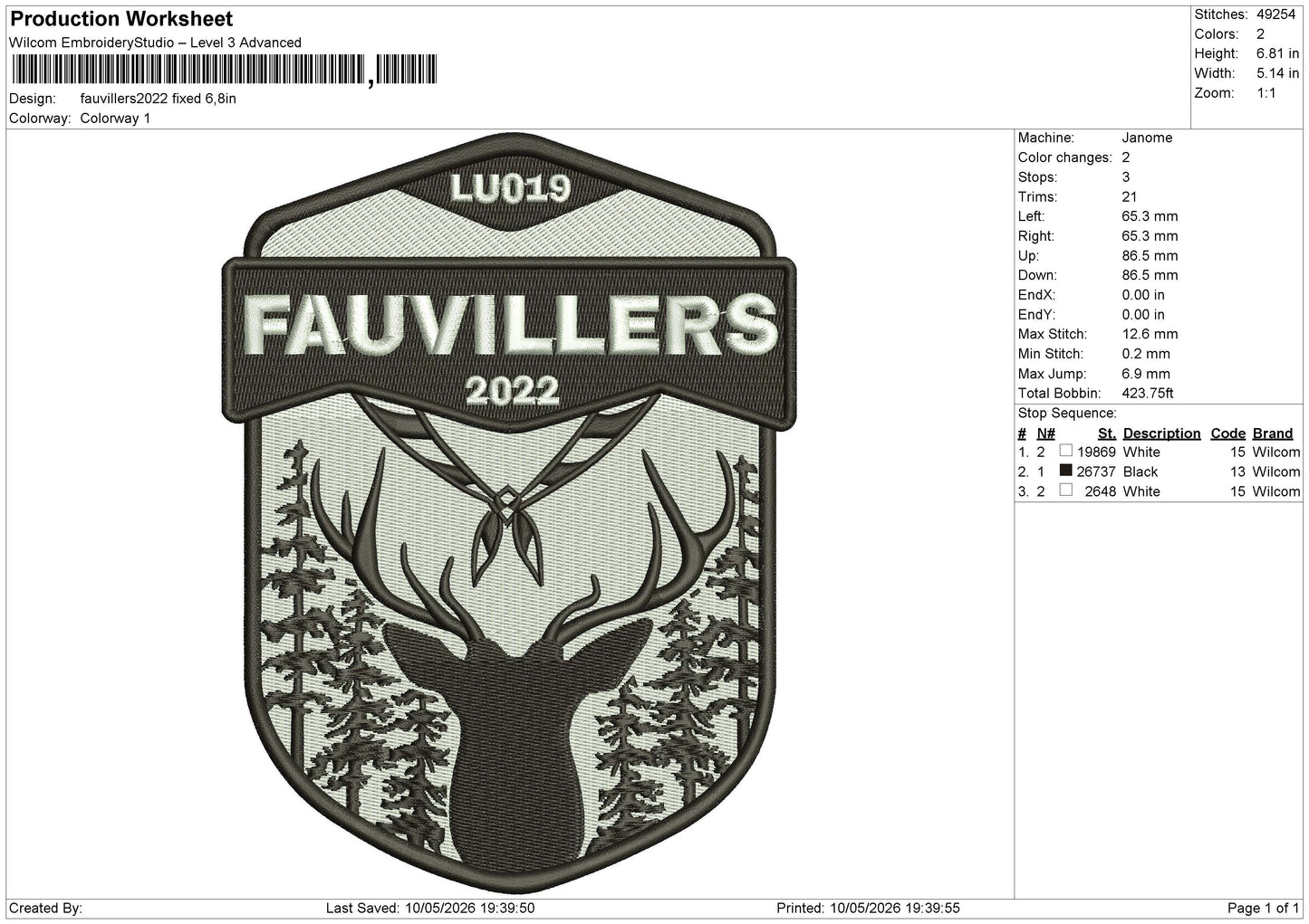 Fauvillers2022 (2 Version) Embroidery Machine File