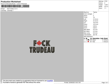 Fack Trudeau Embroidery File 4 size