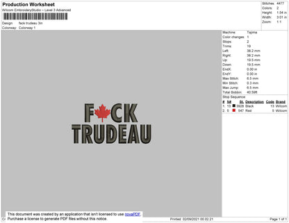 Fack Trudeau Embroidery File 4 size