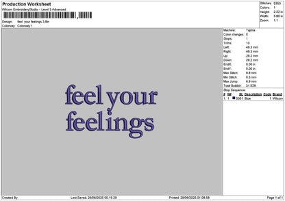 Feel Your Text Embroidery File 6 sizes