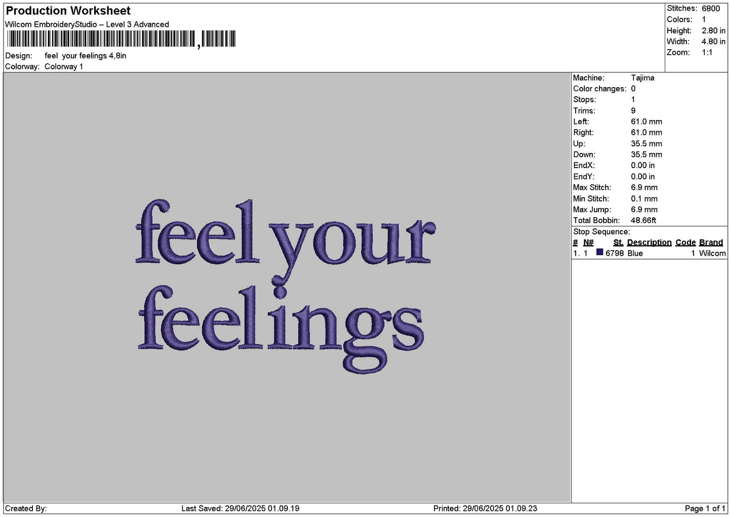 Feel Your Text Embroidery File 6 sizes
