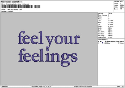 Feel Your Text Embroidery File 6 sizes