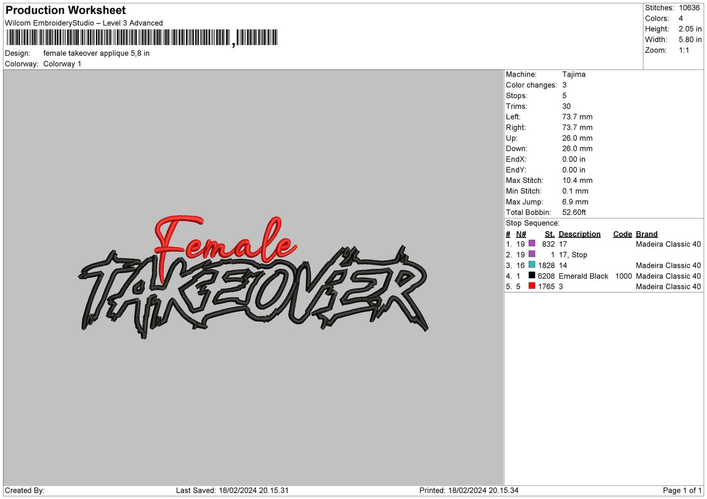 Female Applique Embroidery File 6 sizes