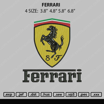 Ferrari Embroidery File 4 size