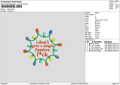 Singletext 2711 Embroidery File 6 sizes