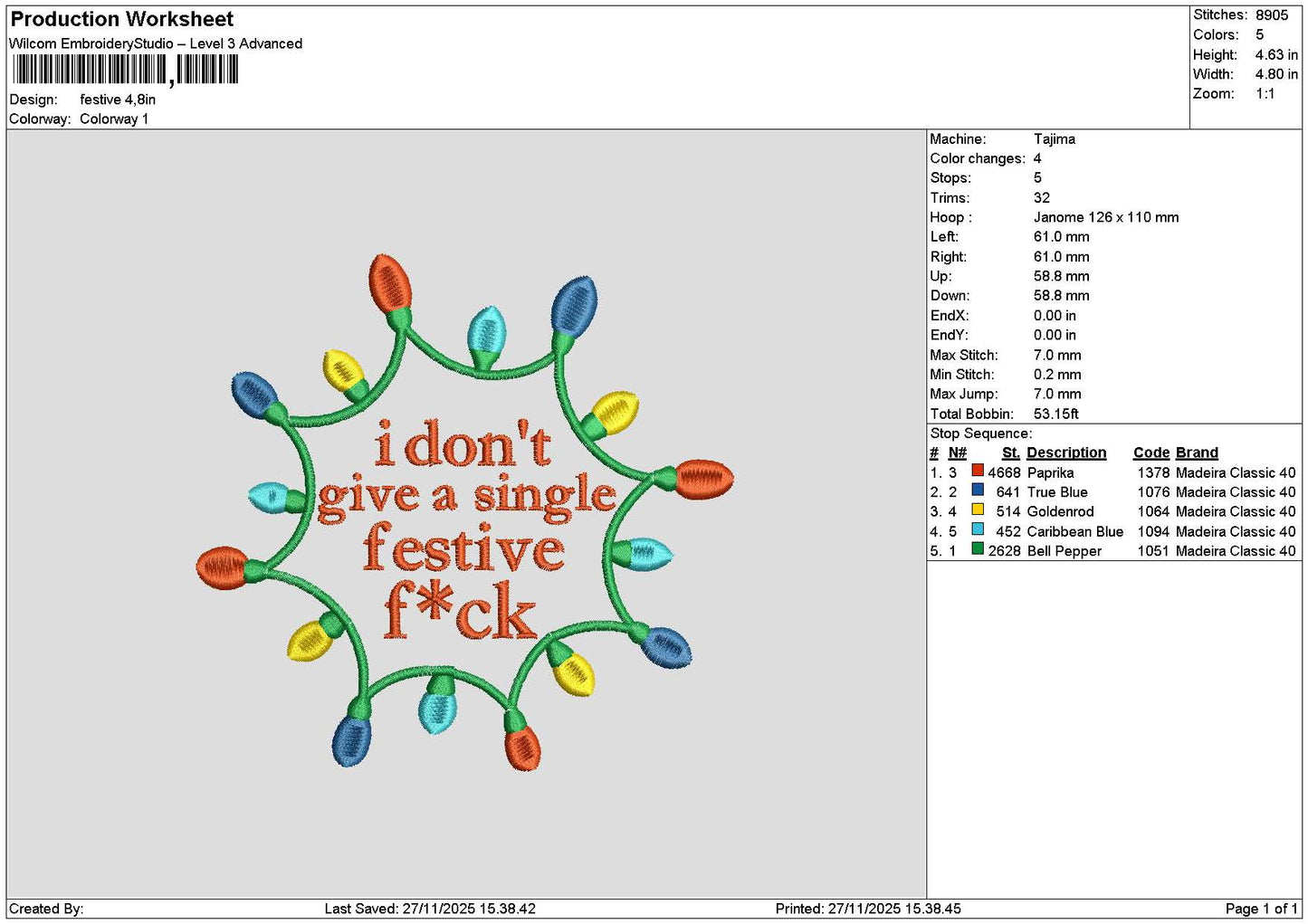 Singletext 2711 Embroidery File 6 sizes