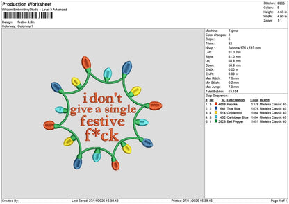 Singletext 2711 Embroidery File 6 sizes