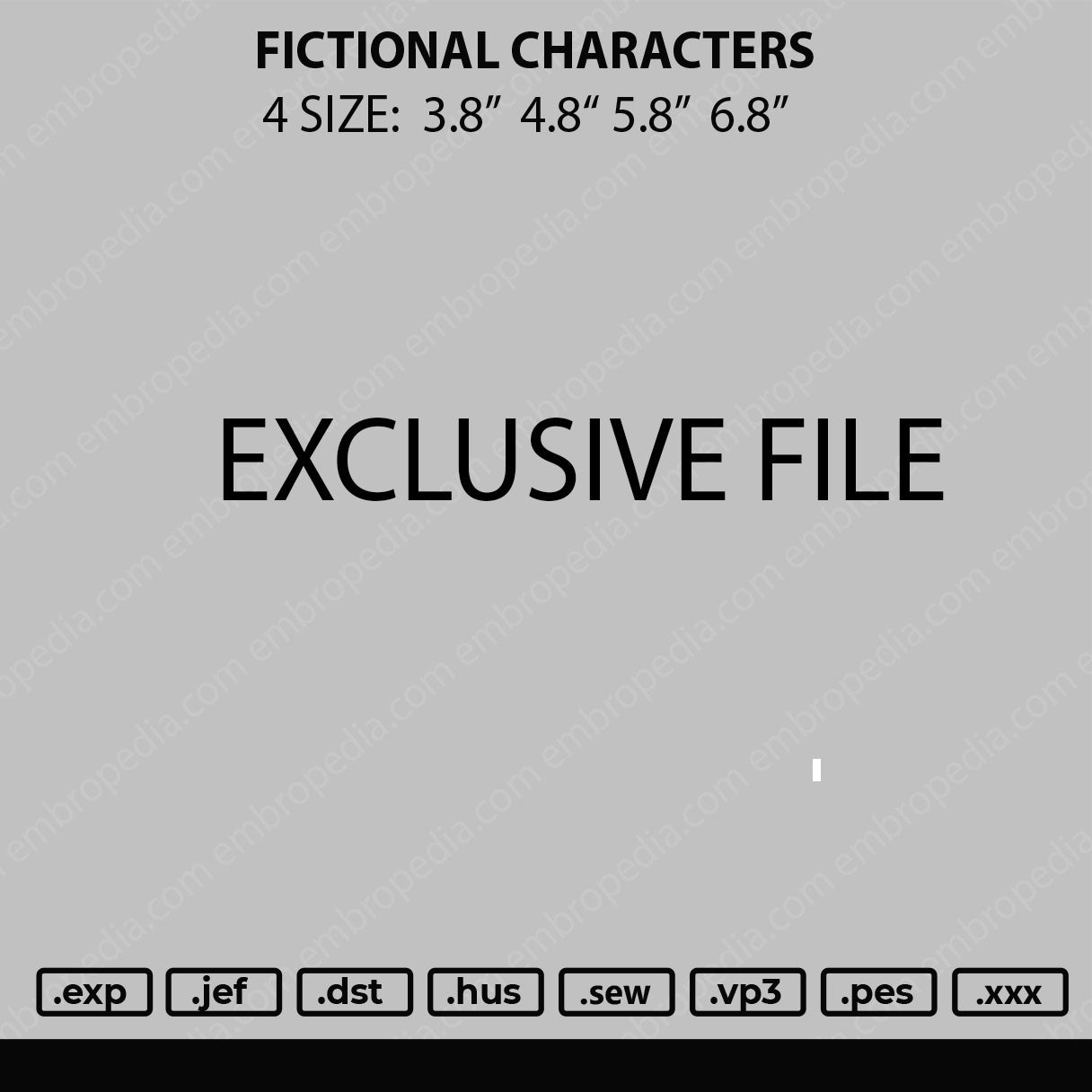 Fictional Characters Embroidery File 4 size