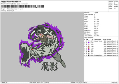 Fictional Character Embroidery File 4 size