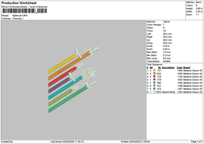 Fighter Embroidery File 6 sizes