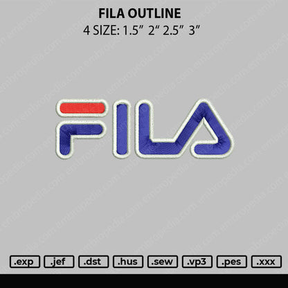 Fila Outline Embroidery File 4 size