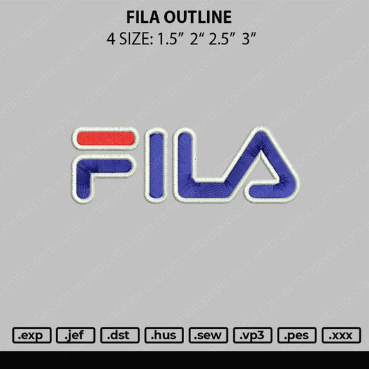 Fila Outline Embroidery File 4 size