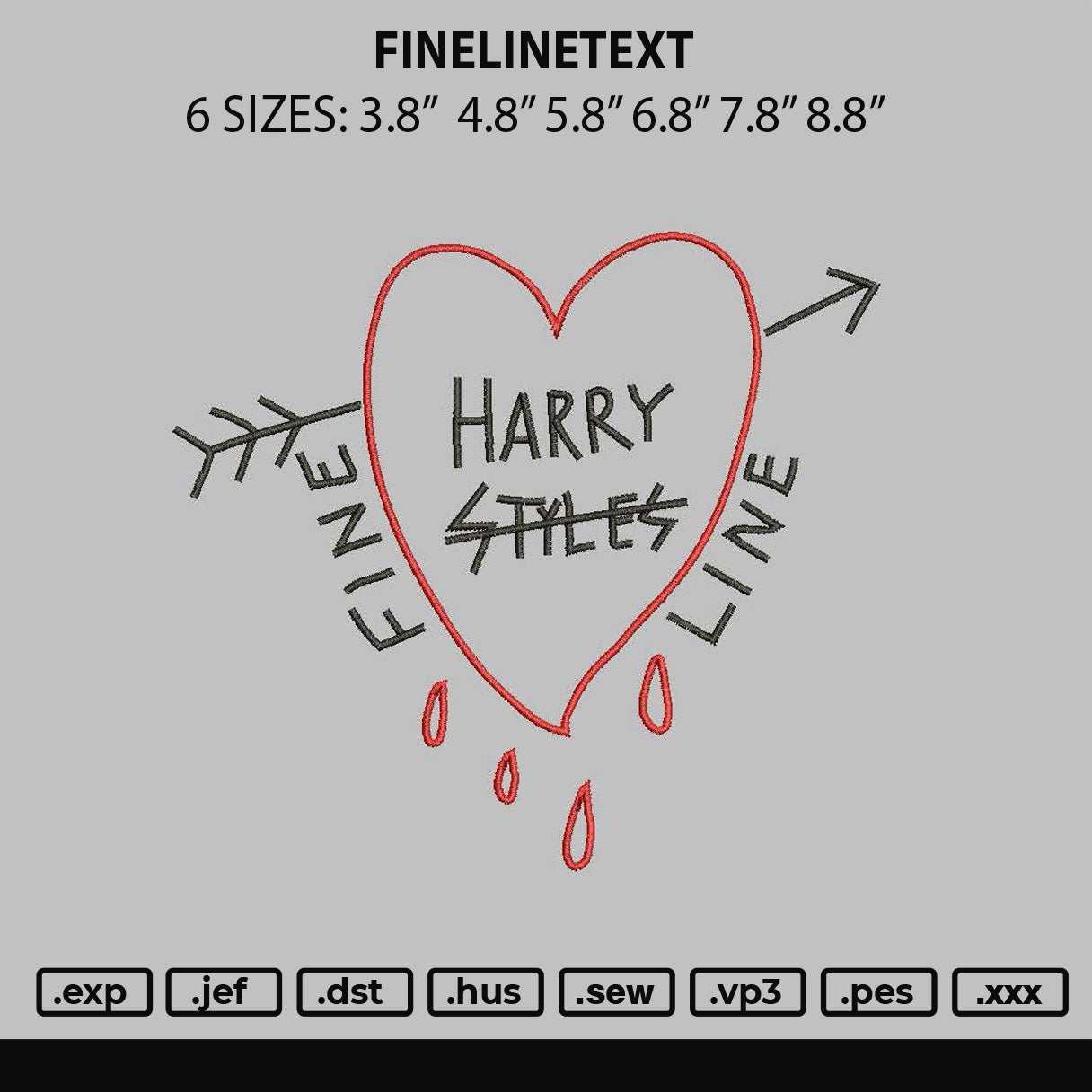 Finelinetext Embroidery File 6 sizes