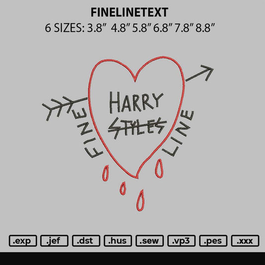 Finelinetext Embroidery File 6 sizes