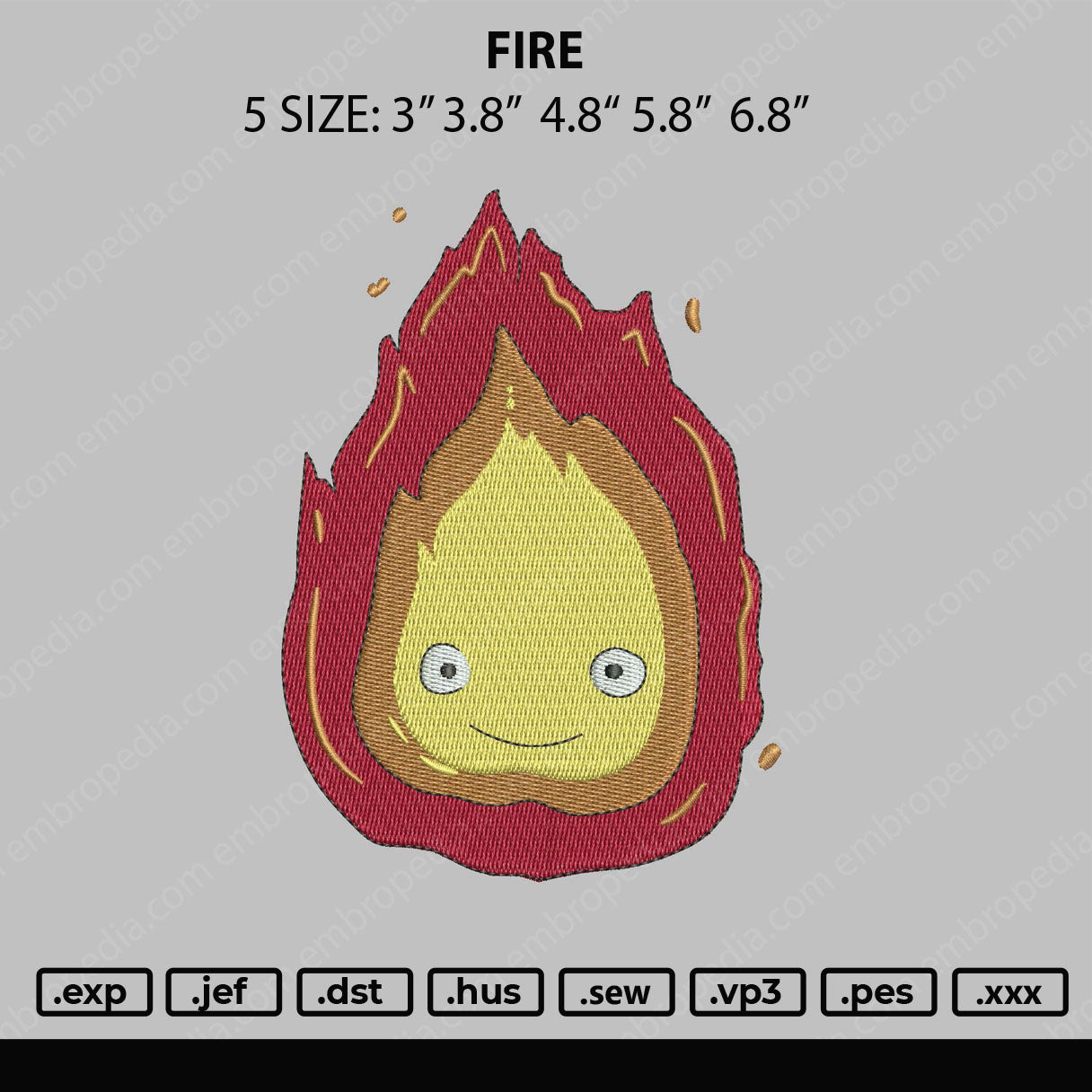 Fire Embroidery File 5 size