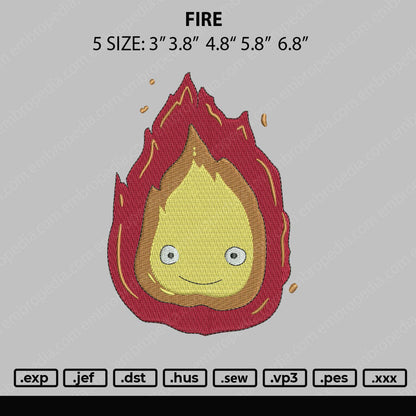 Fire Embroidery File 5 size