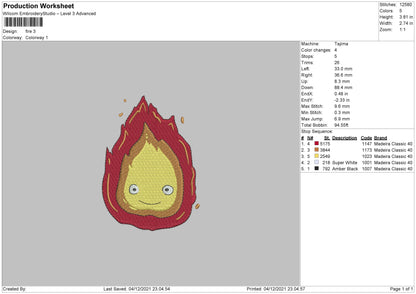 Fire Embroidery File 5 size