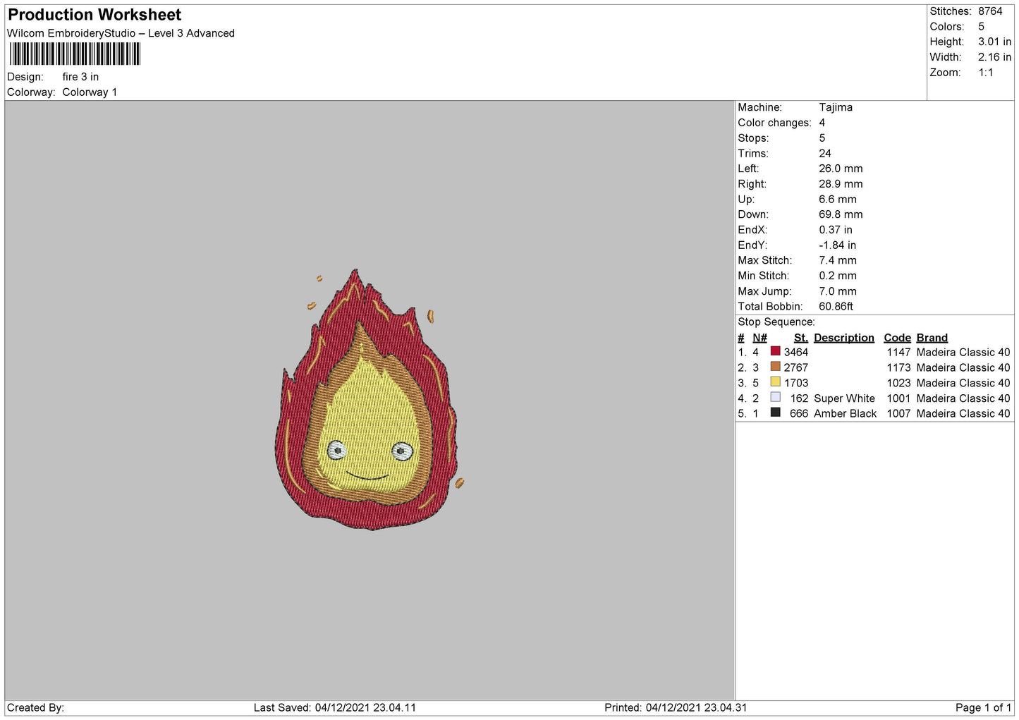 Fire Embroidery File 5 size