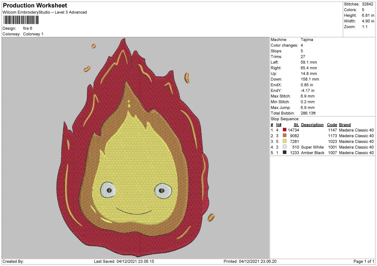 Fire Embroidery File 5 size