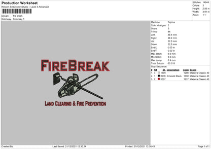 Fire Break Embroidery File 4 size