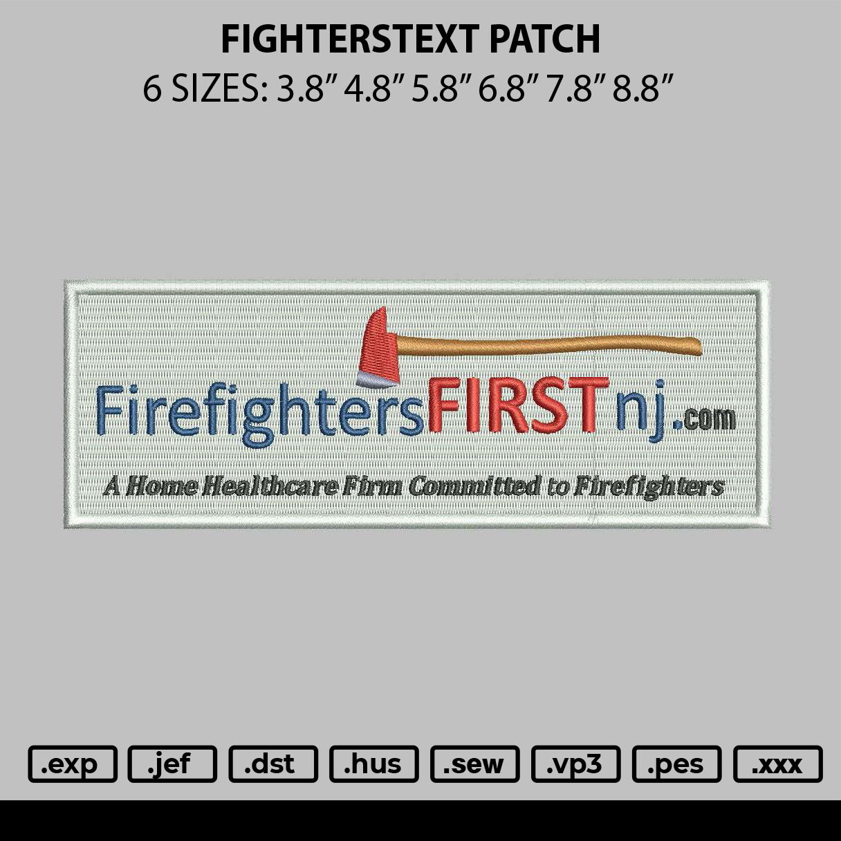 Fighterstext Patch Embroidery File 6 sizes