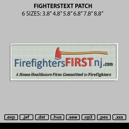 Fighterstext Patch Embroidery File 6 sizes