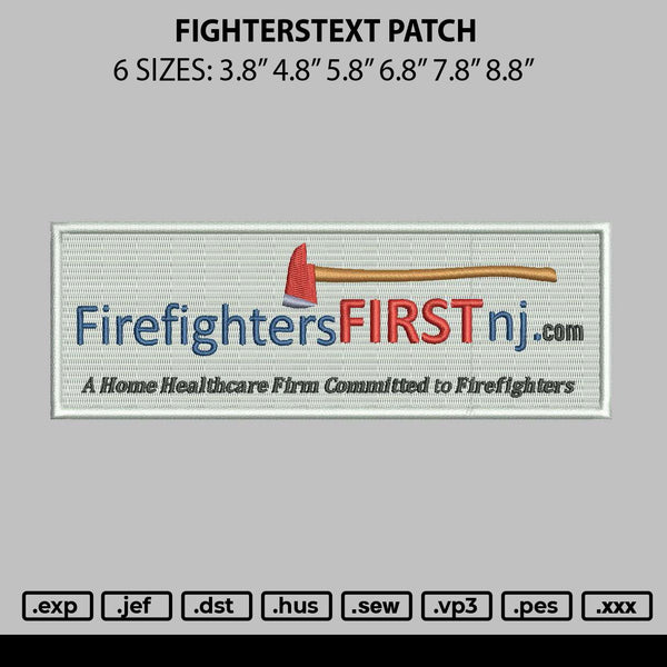 Fighterstext Patch Embroidery File 6 sizes