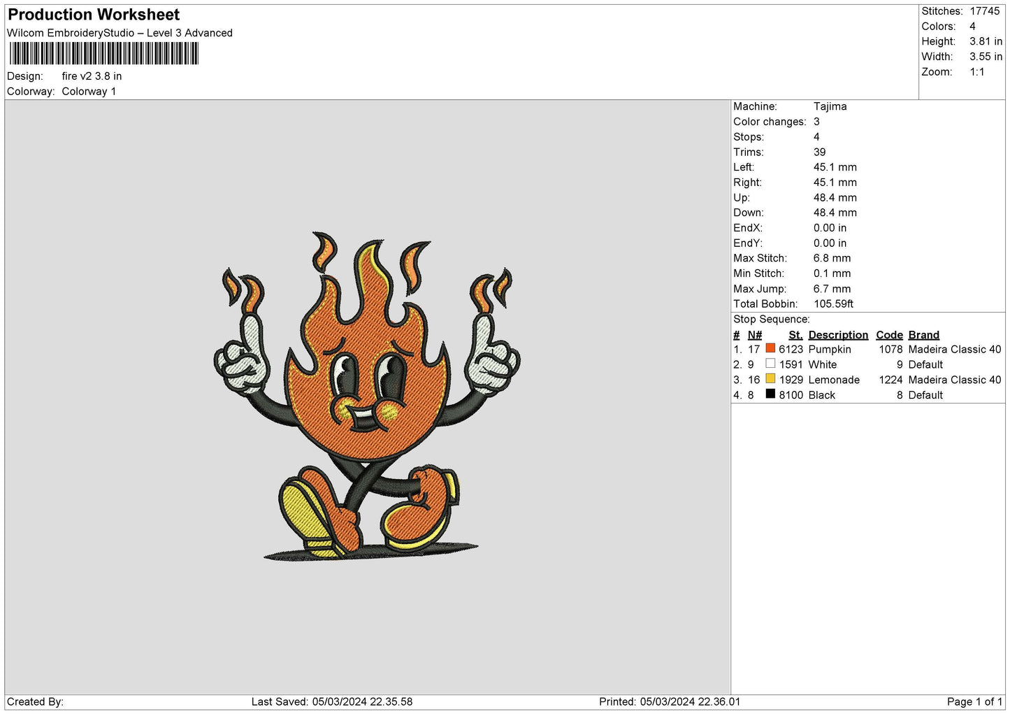 Fire V2 Embroidery File 6 sizes
