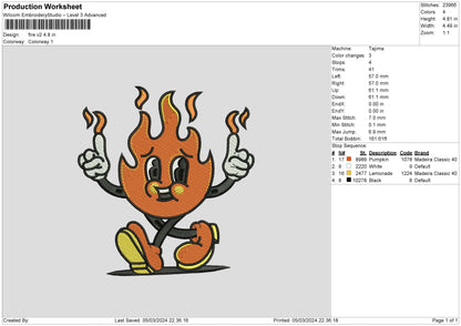 Fire V2 Embroidery File 6 sizes