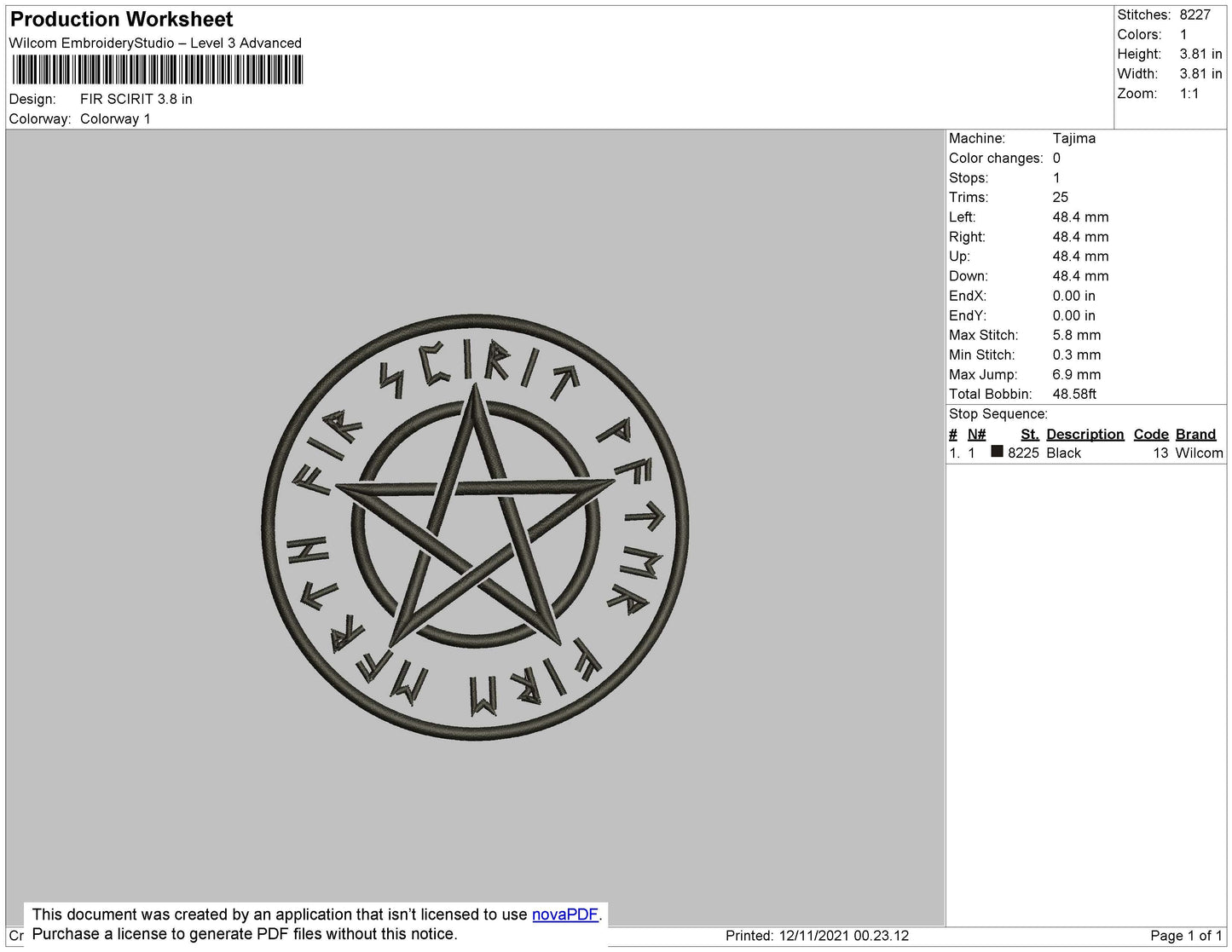 Fir Scirit Embroidery File 4 size