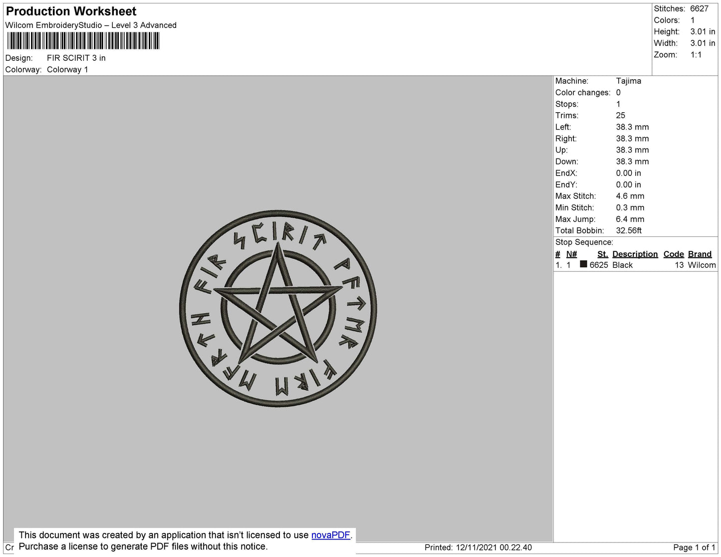 Fir Scirit Embroidery File 4 size