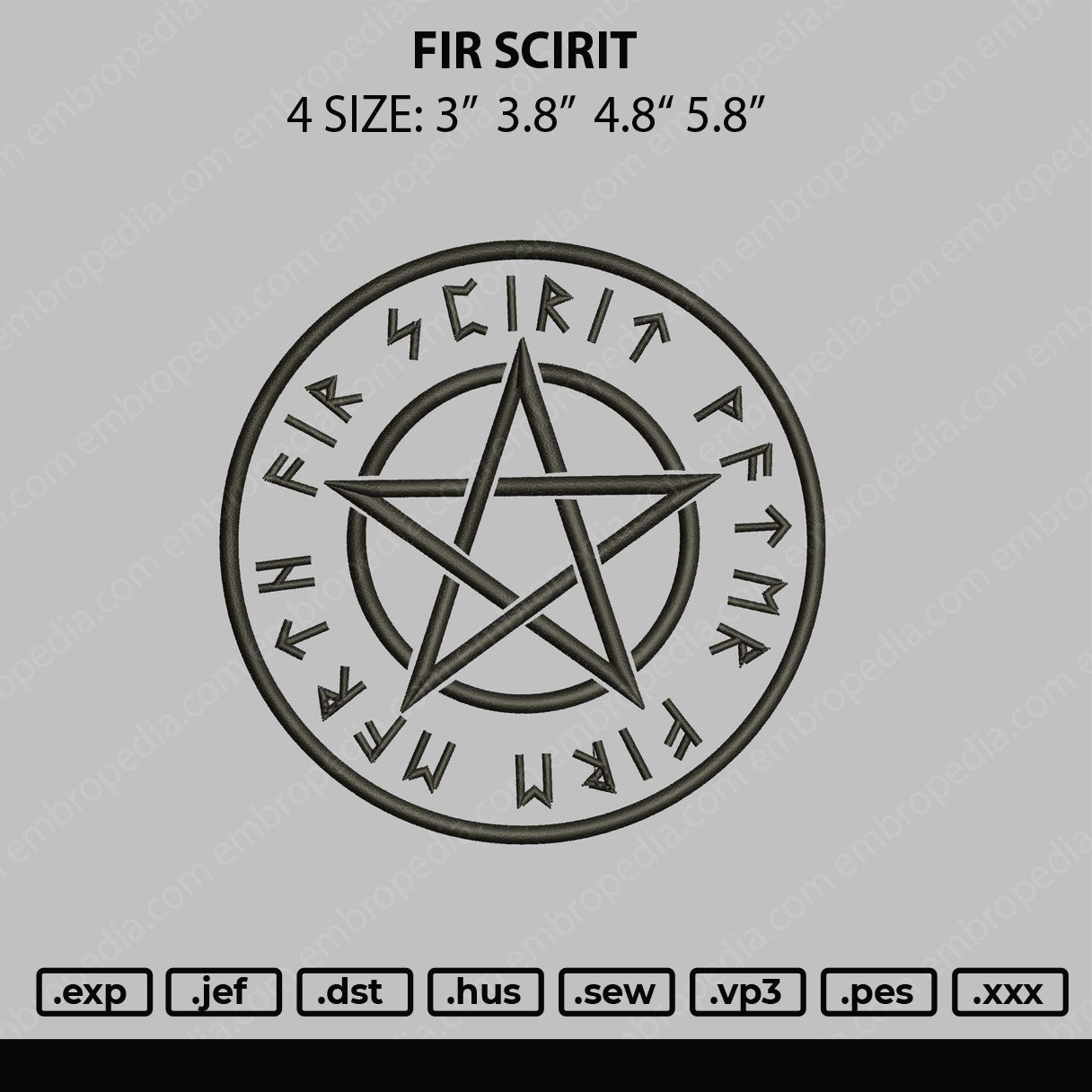 Fir Scirit Embroidery File 4 size