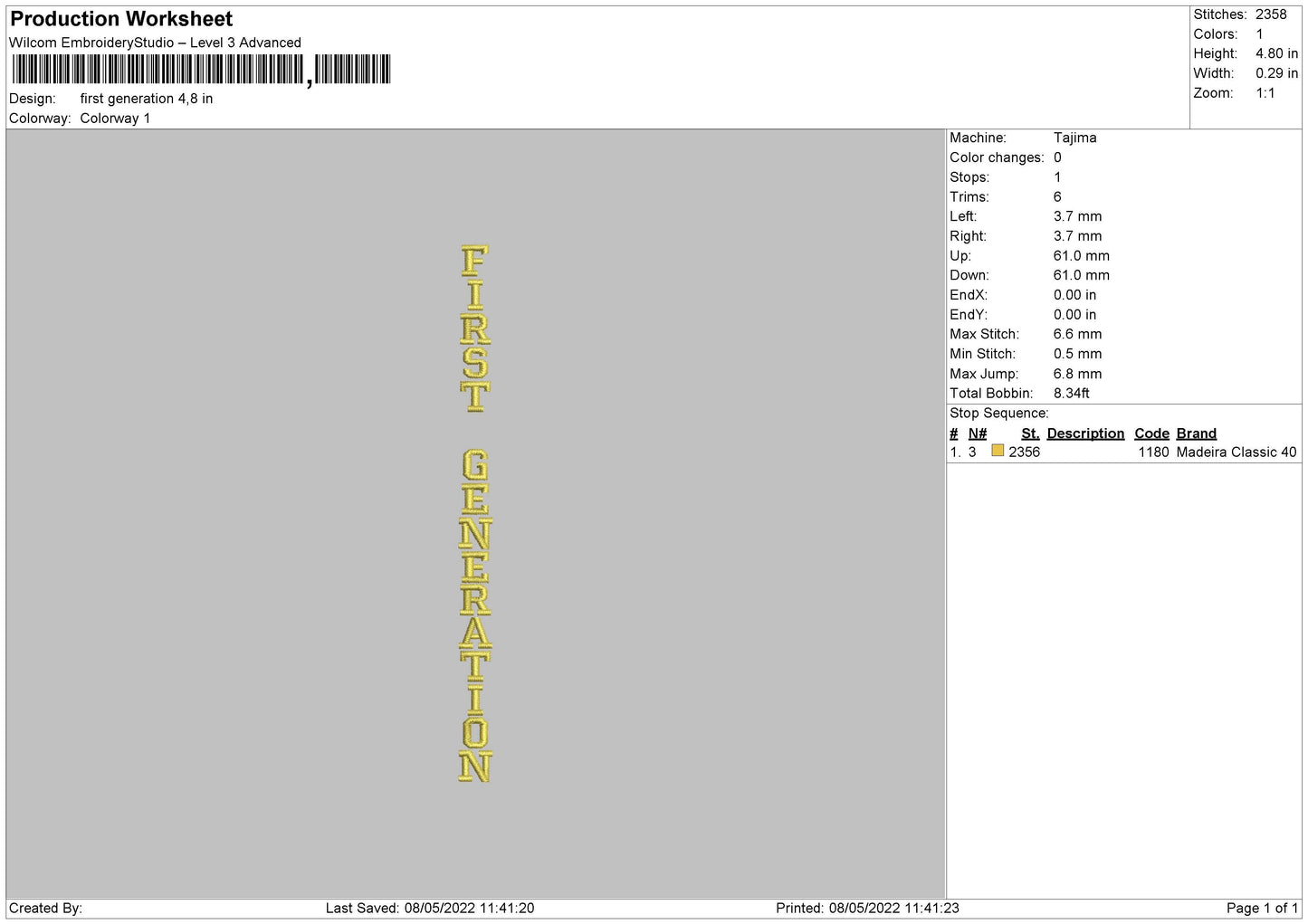 First Generation Embroidery File 4 size